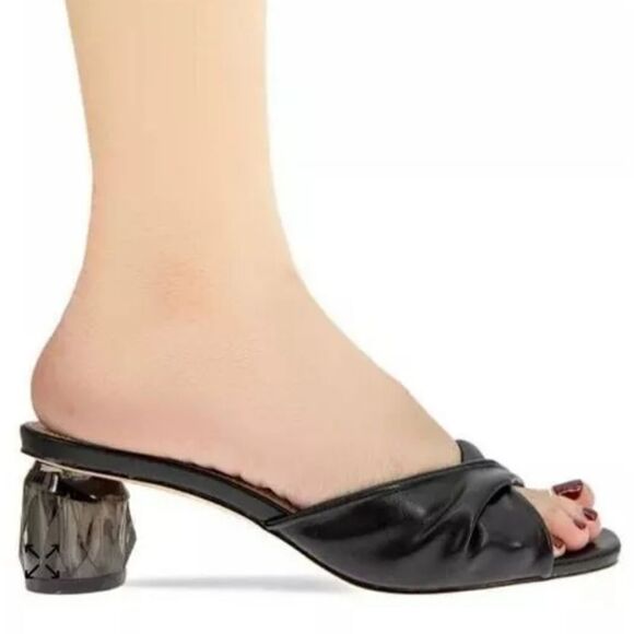 New BCBGeneration Mebba Slide Sandal BCBG black glass crystal clear heel size 7 - Picture 3 of 7